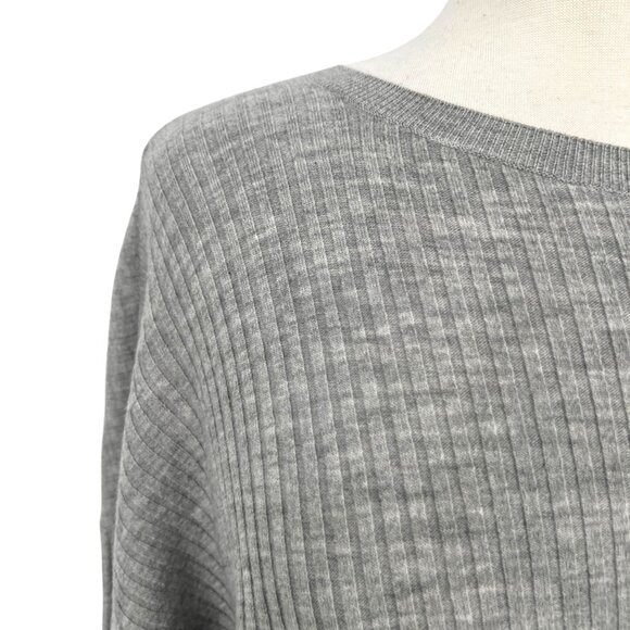 Eileen Fisher Gray Ribbed Wool Blend Sweater Size Medium - Picture 3 of 11